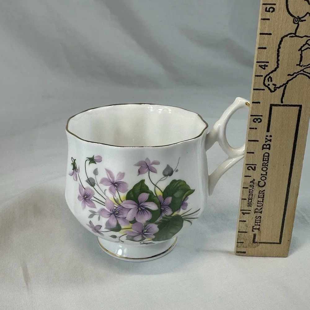 Royal Dover February Violets Teacup Saucer Bone China England Cottagecore Flower
